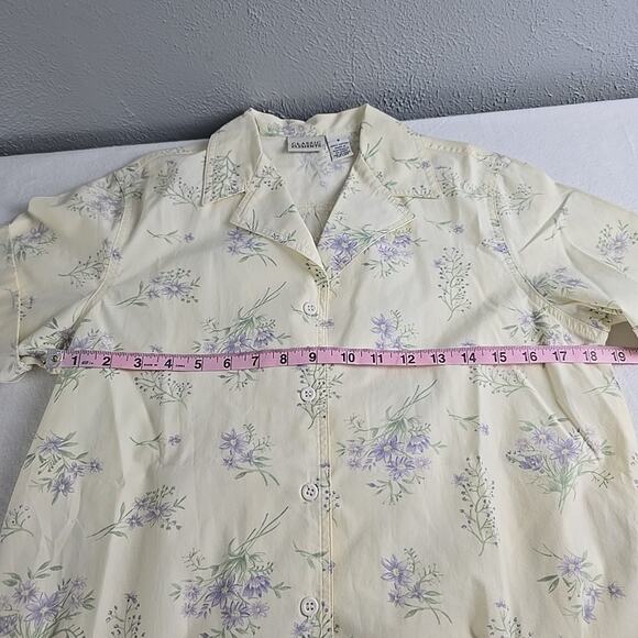 Classic Elements Floral Button Front Short Sleeve Shirt Small Retro 60s Cottage - Picture 3 of 7